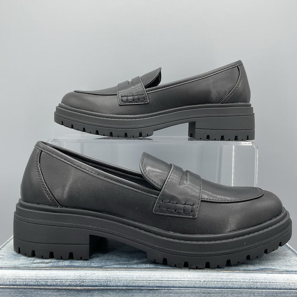 NEW ZBY Women’s Lug Sole Platform Loafers Black Size 6.5